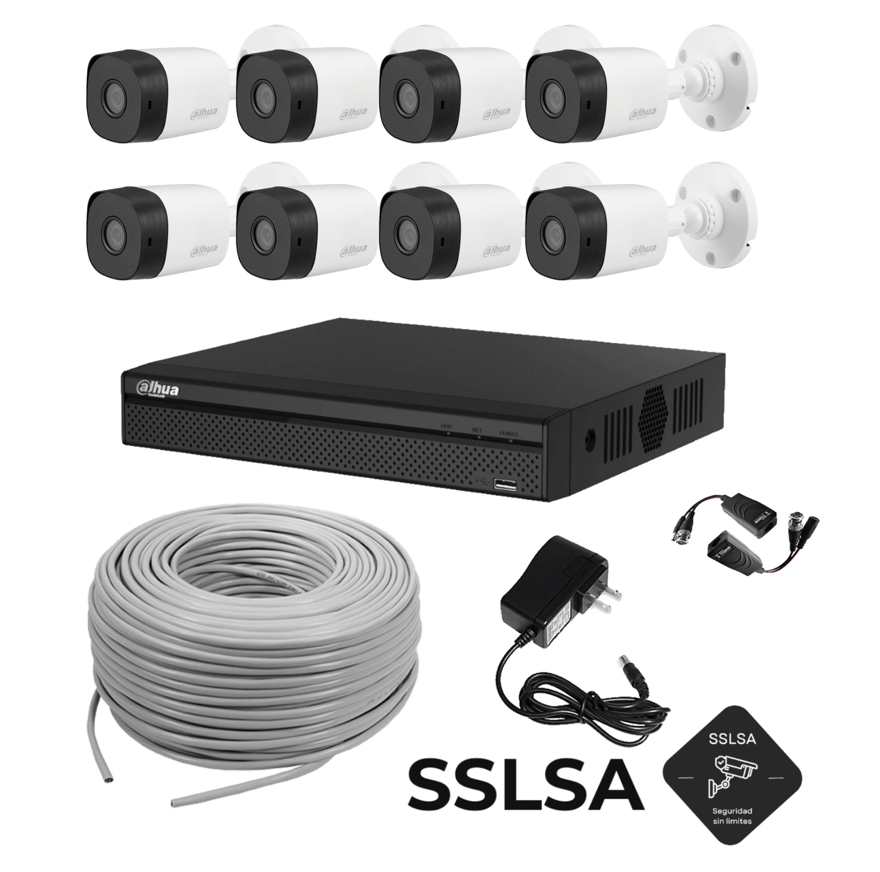 Comprar Kit de 8 Cámaras 2MP 1080P POLICARBONATO - DAHUA (KIT PARA INSTALACIÓN) en SSLSA Guatemala