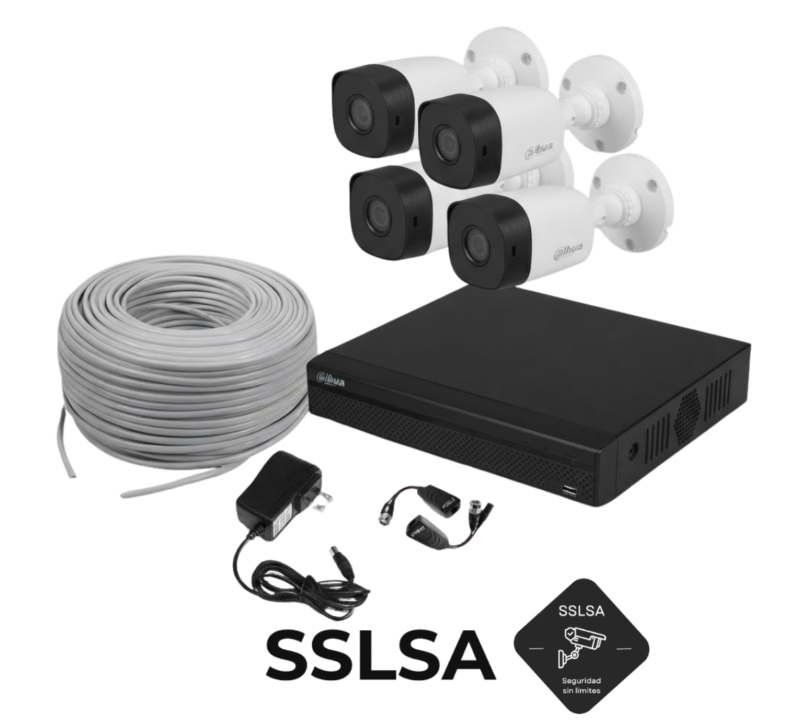 Comprar Kit de 4 Cámaras 2MP 1080P POLICARBONATO - DAHUA (KIT PARA INSTALACIÓN) en SSLSA Guatemala